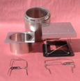 Lock Top damper and round RS adaptor. Custom and air cooled pipe adaptors made to order.
